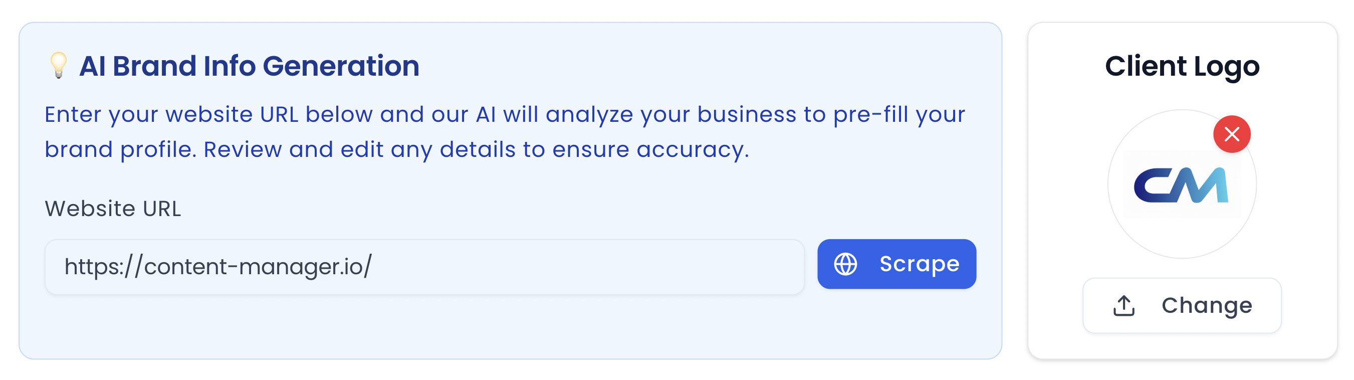 Brand info configuration