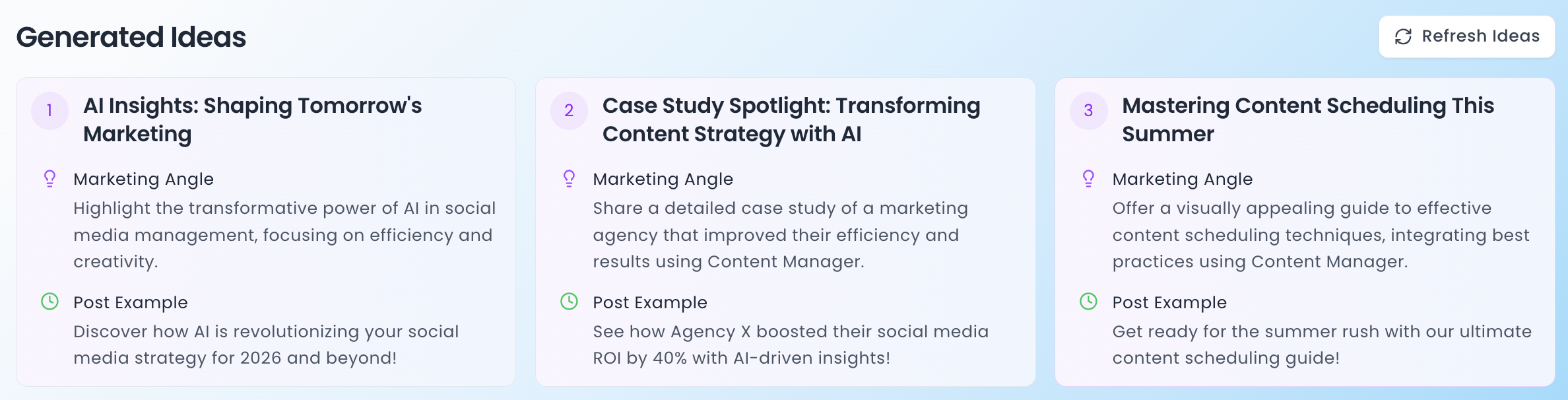 Content Ideas Screenshot